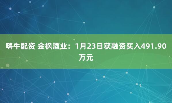 嗨牛配资 金枫酒业：1月23日获融资买入491.90万元