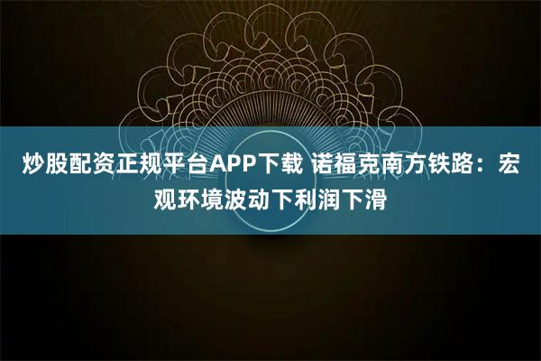 炒股配资正规平台APP下载 诺福克南方铁路：宏观环境波动下利润下滑